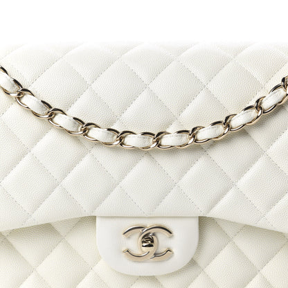 Chanel Caviar Quilted Jumbo Double Flap White 10 of 11