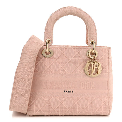 Christian Dior Canvas Embroidered Cannage Medium Lady D-Lite Pink 1 of 15
