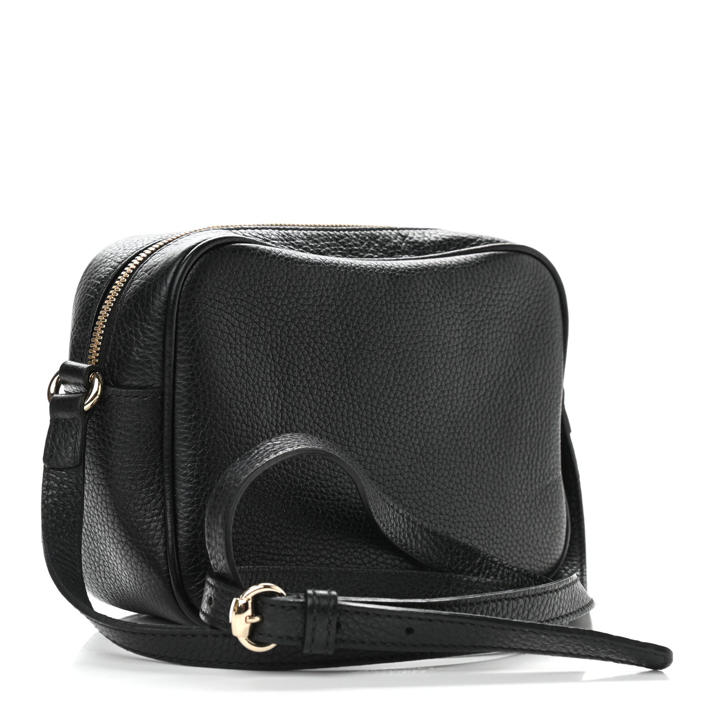 Pebbled Calfskin Small Soho Disco Bag Black