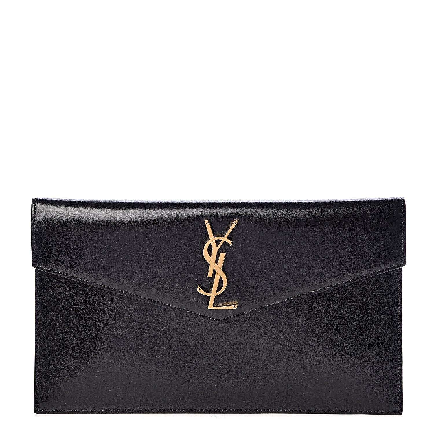 Saint Laurent Smooth Shiny Calfskin Monogram Uptown Pouch Black 1 of 7