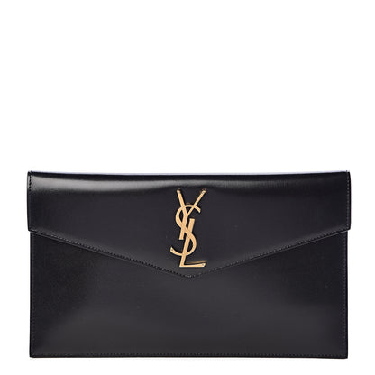 Saint Laurent Smooth Shiny Calfskin Monogram Uptown Pouch Black 1 of 7