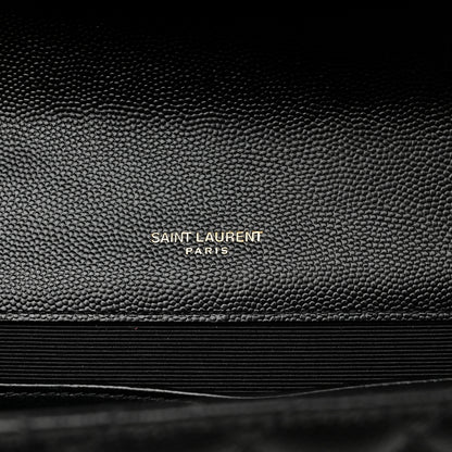 Saint Laurent Grain De Poudre Textured Mixed Matelasse Triquilt Medium Monogram Satchel Black 6 of 12