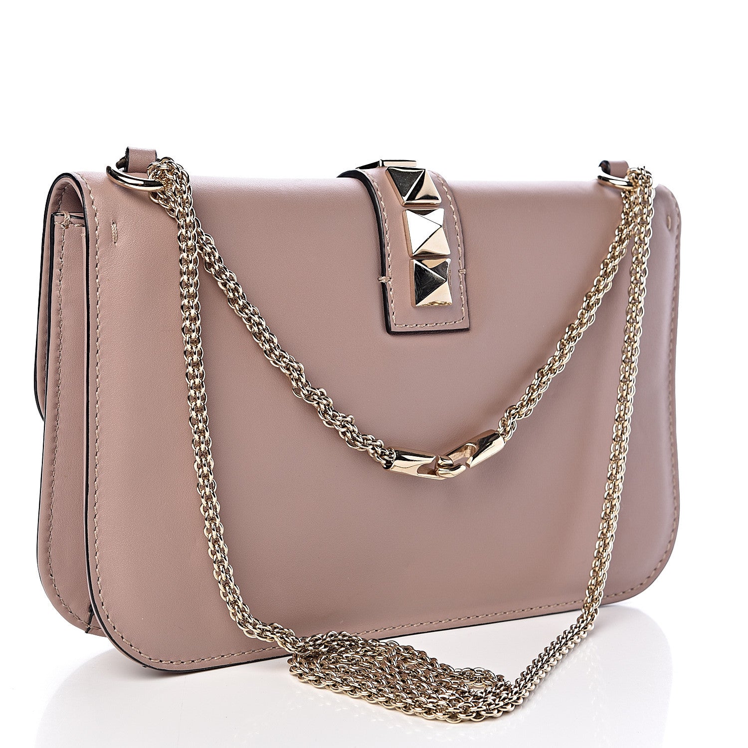 Valentino Garavani Vitello Medium Glam Lock Rockstud Flap Poudre 3 of 13