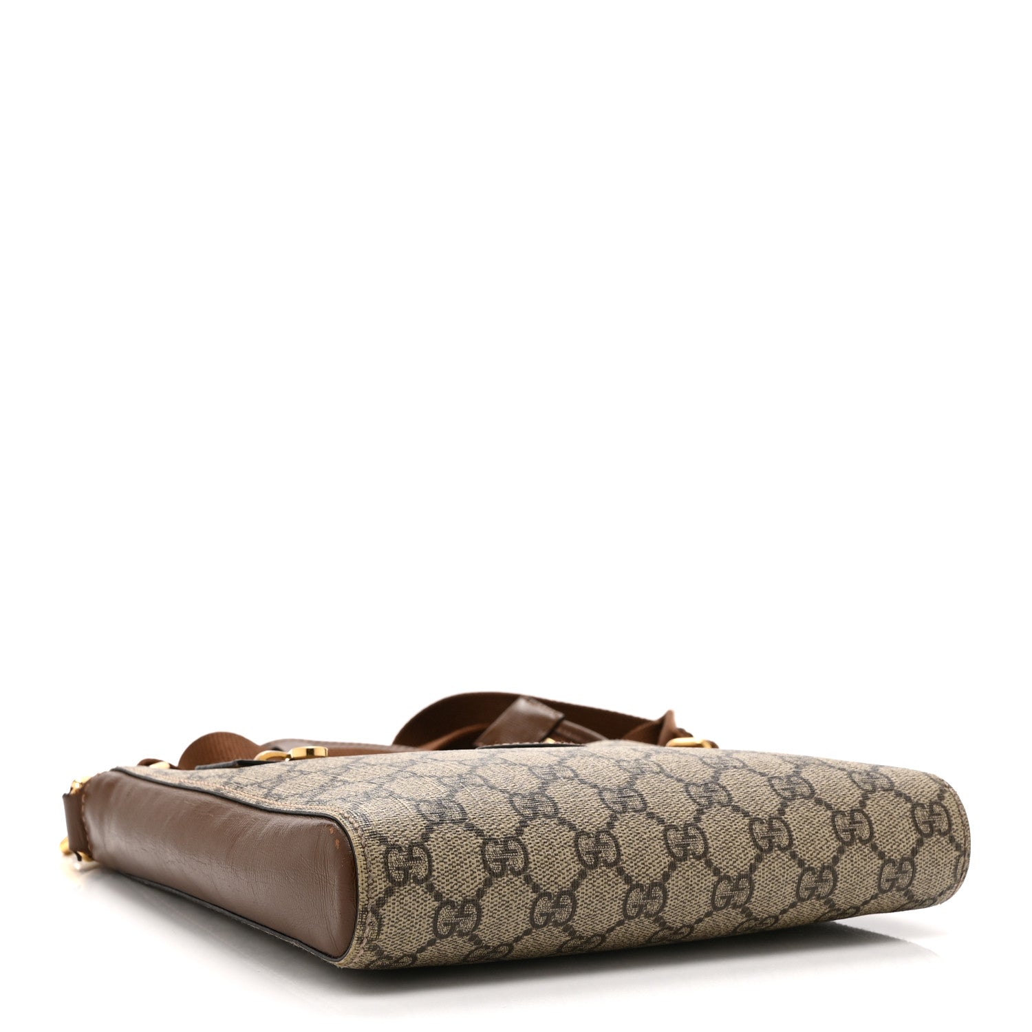 Gucci GG Supreme Monogram Azalea Calfskin Retro Interlocking G Flat Messenger Bag Beige Ebony Brown Sugar 4 of 11
