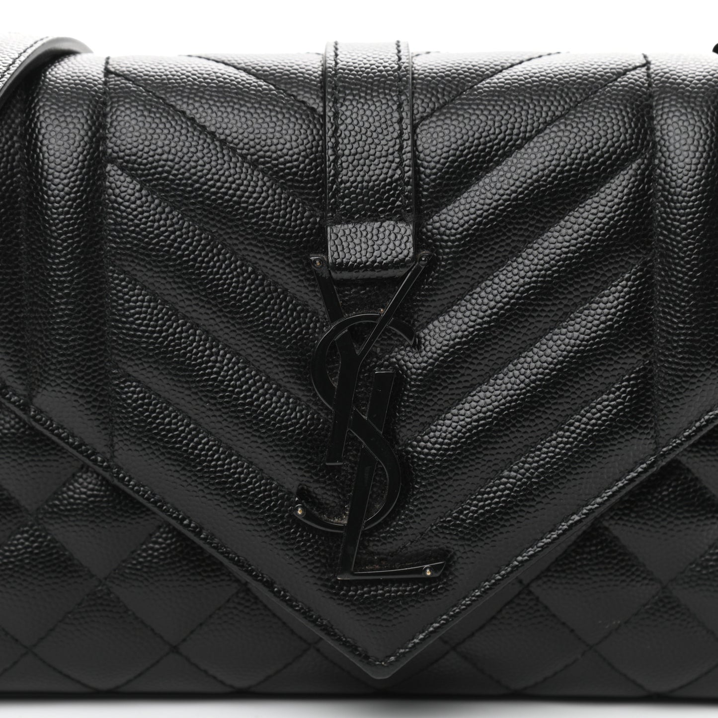 Grain De Poudre Textured Mixed Matelasse Triquilt Small Monogram Satchel Black
