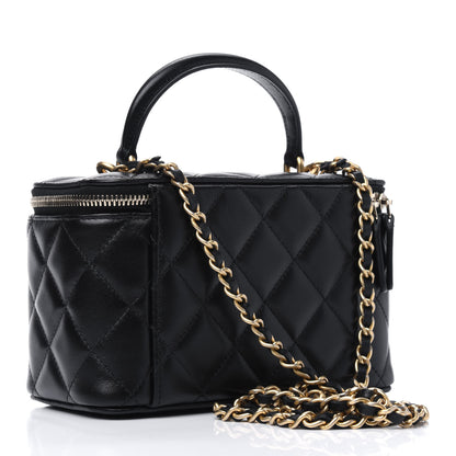 Chanel Lambskin Quilted Small Top Handle Vanity Case With Chain Black 2 of 3