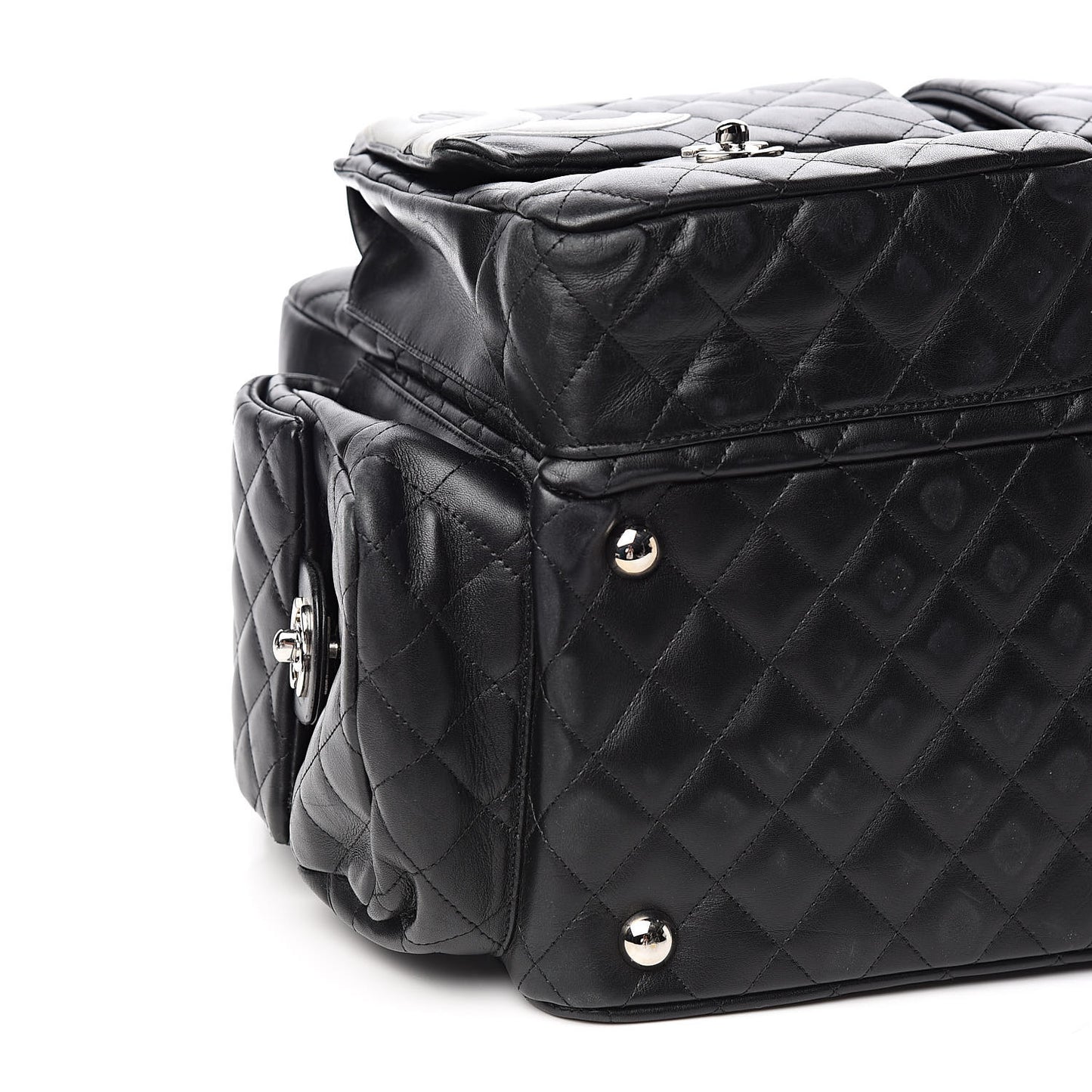 Calfskin Quilted XL Cambon Multipocket Reporter Black White