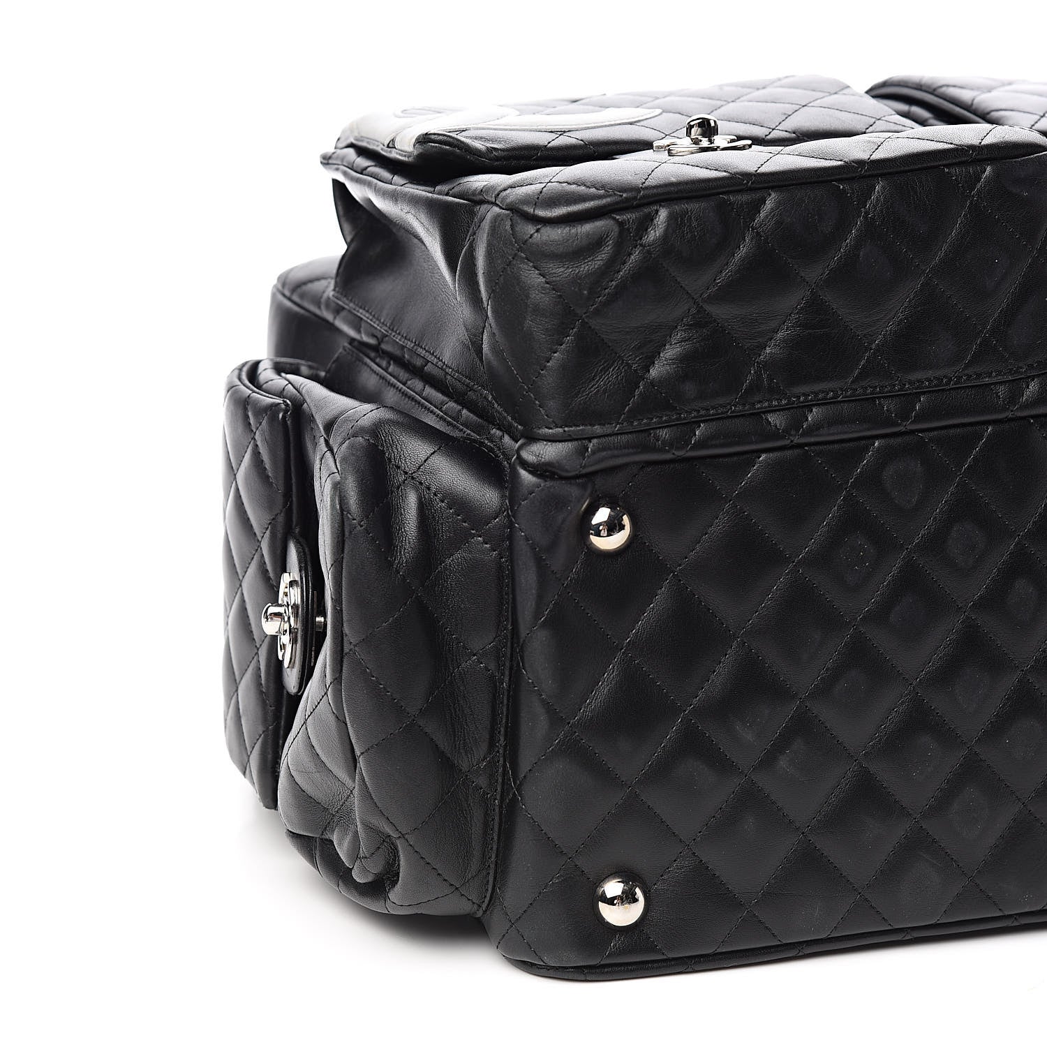 Chanel Calfskin Quilted XL Cambon Multipocket Reporter Black White 9 of 18