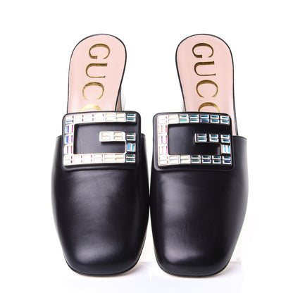Gucci Malaga Kid Crystal Square G Madelyn Mules 39.5 Black 5 of 10