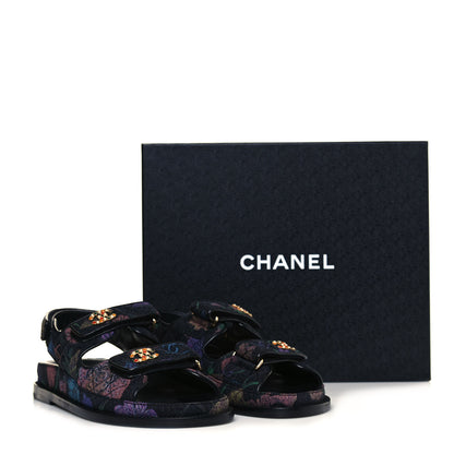 Chanel Denim Quilted Dad Sandals 37 Black Multicolor 10 of 10