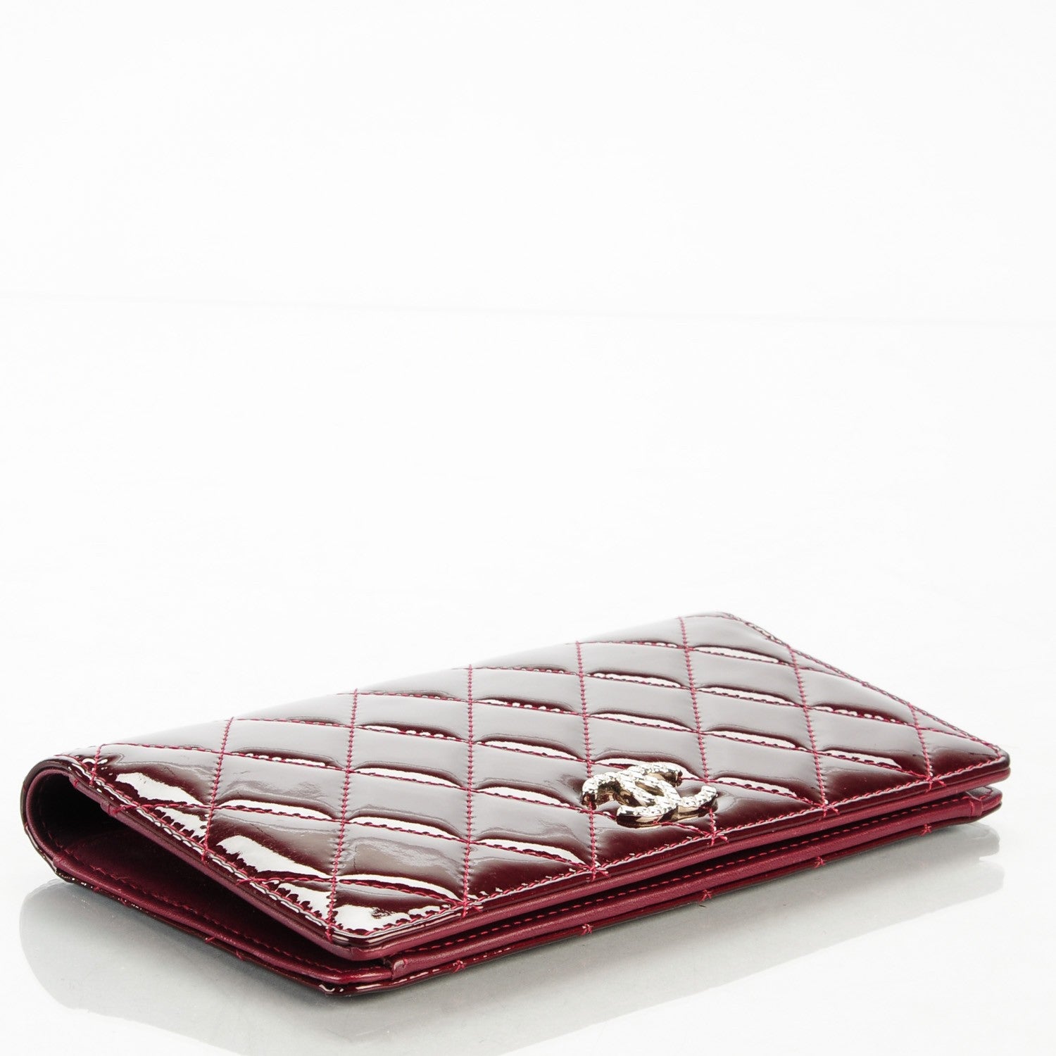 Chanel Patent Quilted Brilliant Yen Wallet Bordeaux 4 of 8