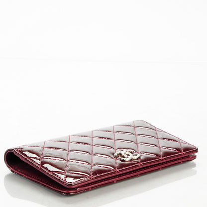 Chanel Patent Quilted Brilliant Yen Wallet Bordeaux 4 of 8