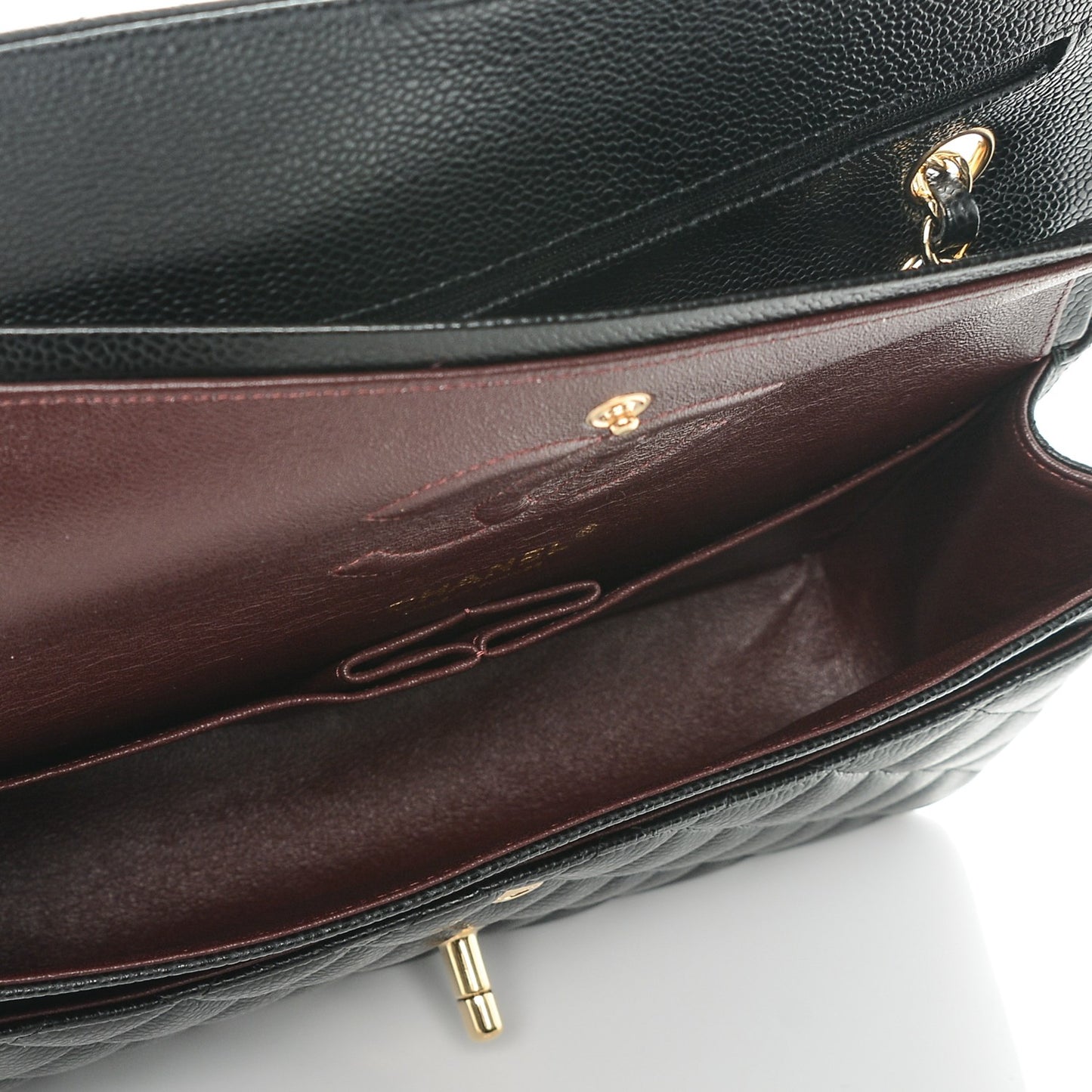 Caviar Quilted Medium Double Flap Black