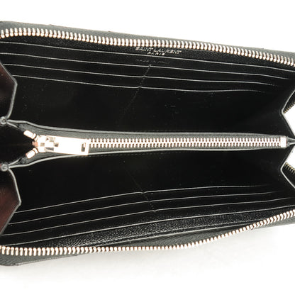Saint Laurent Grain De Poudre Matelasse Chevron Monogram Zip Around Wallet Black 5 of 7