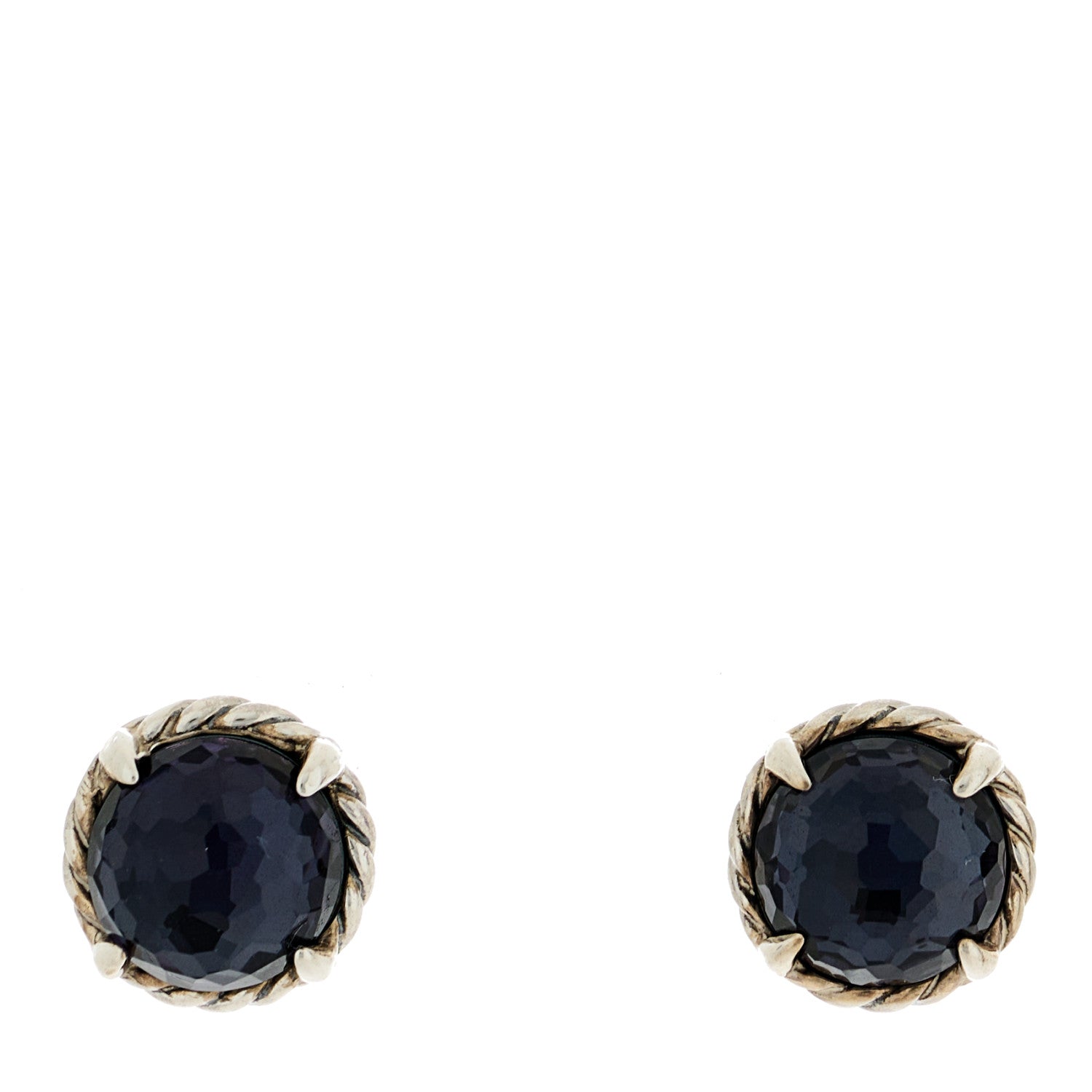 David Yurman Sterling Silver Black Orchid 8mm Chatelaine Earrings 1 of 4