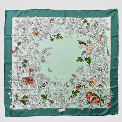 Gucci Silk Twill Wondergardenia Square Scarf Emerald 1 of 5