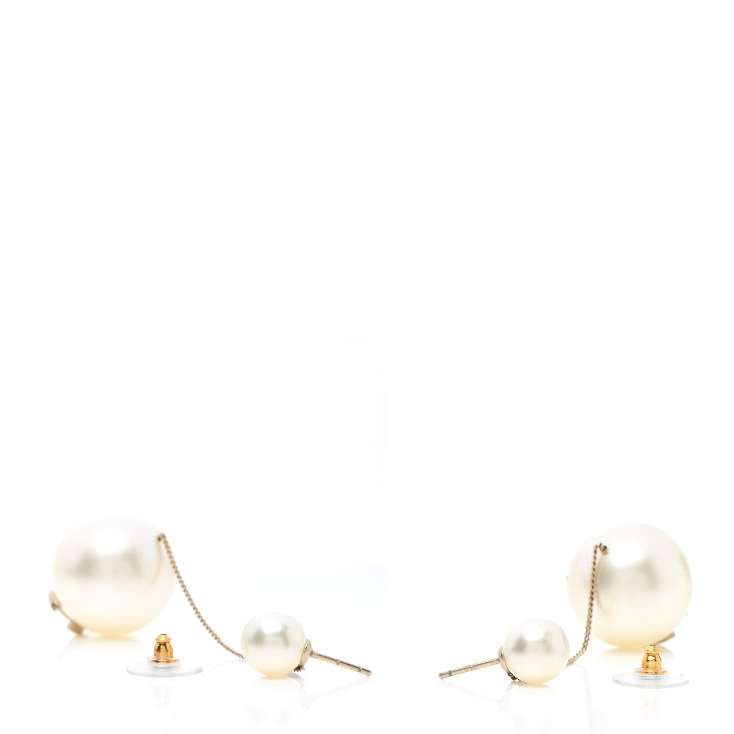Pearl CC Chain Drop Earrings Gold