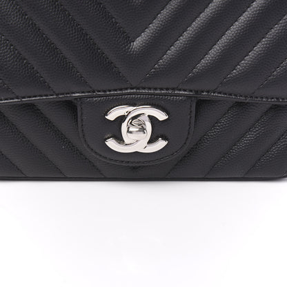 Chanel Caviar Chevron Quilted Mini Square Flap Black 8 of 9