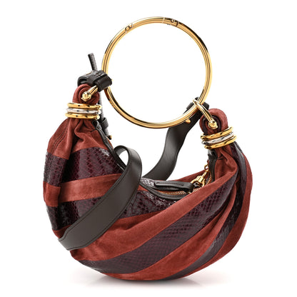 Chloe Suede Snakeskin Small Bracelet Hobo Bag Crafty Brown 1 of 8