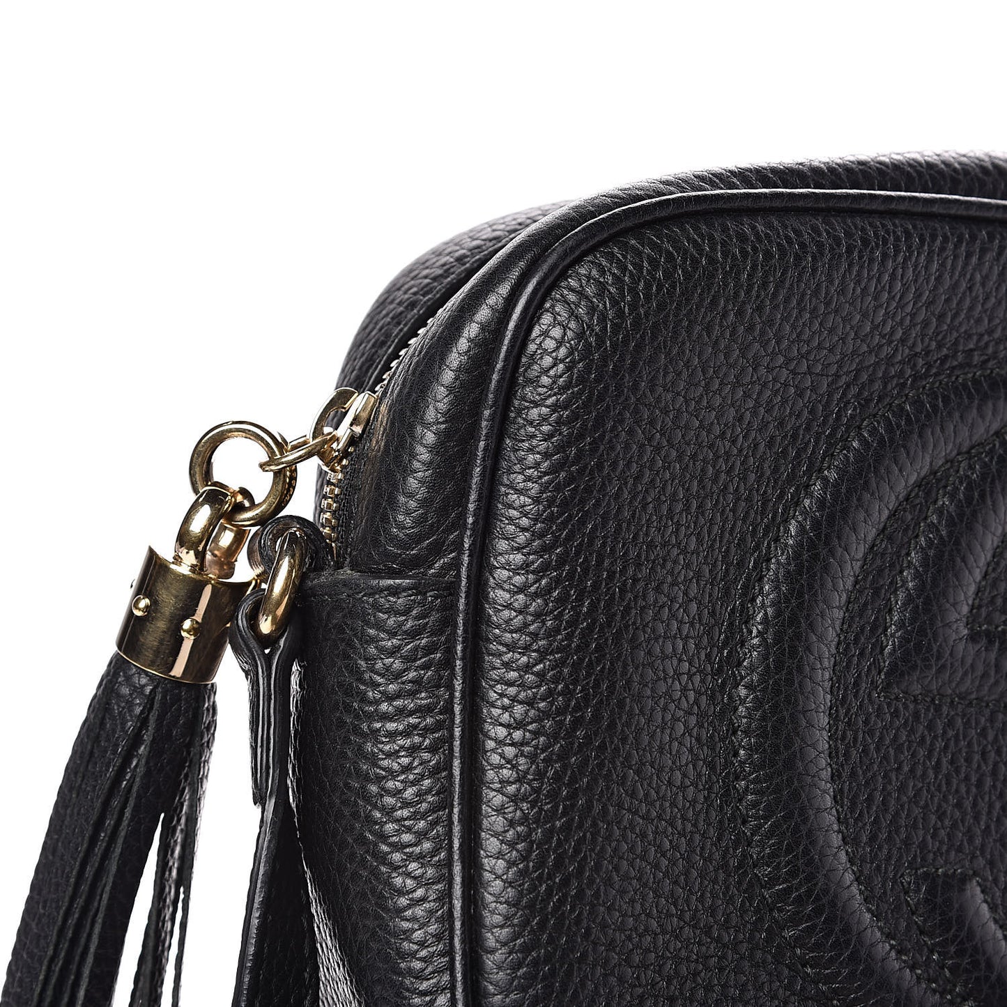 Pebbled Calfskin Small Soho Disco Bag Black