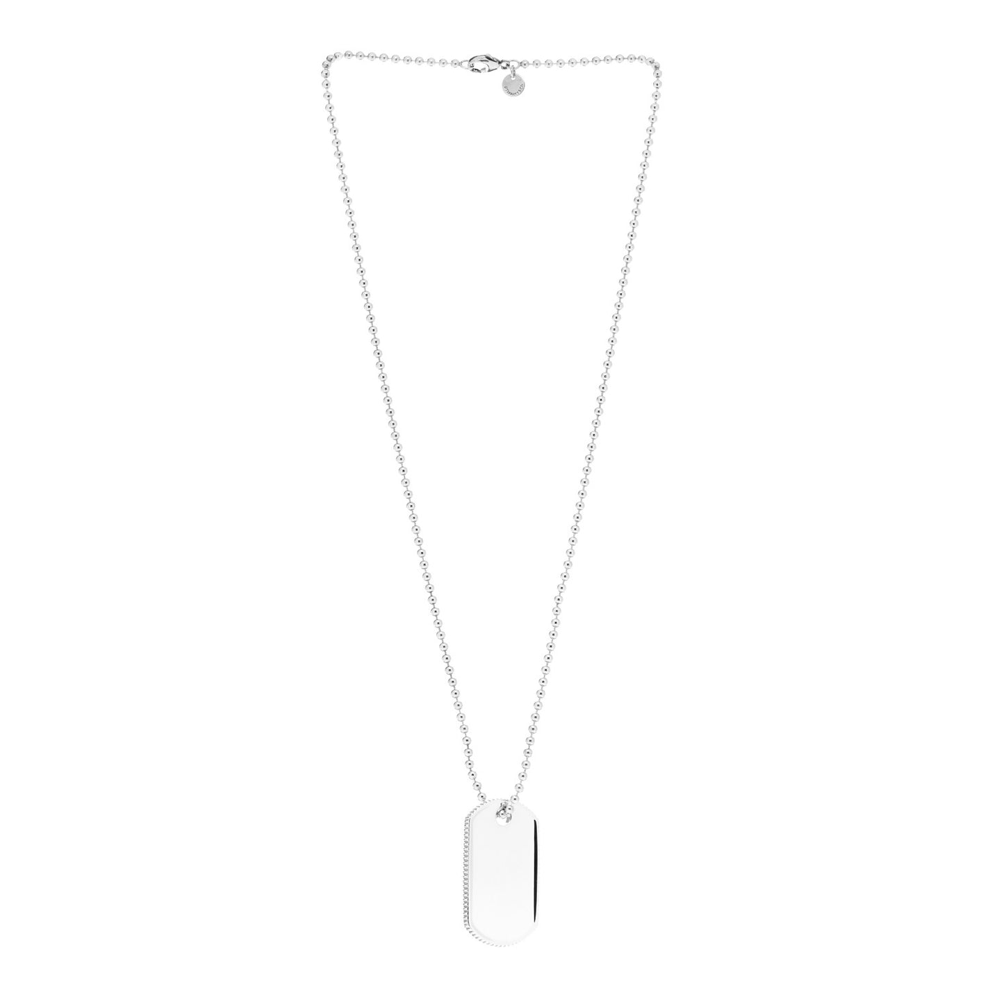 Sterling Silver Coin Edge Dog Tag Necklace