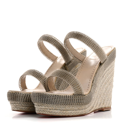 Christian Louboutin Rope Chain Cadena 140 Platform Wedge Sandals 38 Silver Grezzo 4 of 13
