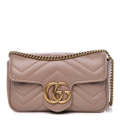 Gucci Calfskin Matelasse Super Mini GG Marmont Shoulder Bag Porcelain Rose 1 of 12
