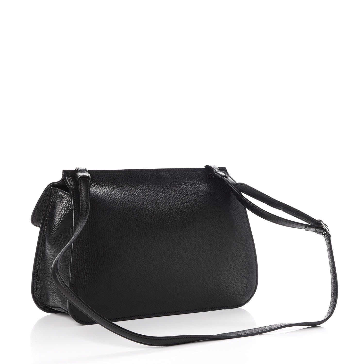 Gucci Pebbled Calfskin Medium Bamboo Daily Flap Shoulder Bag Black 3 of 6