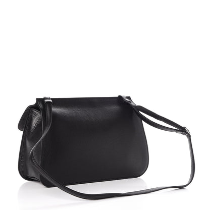Gucci Pebbled Calfskin Medium Bamboo Daily Flap Shoulder Bag Black 3 of 6