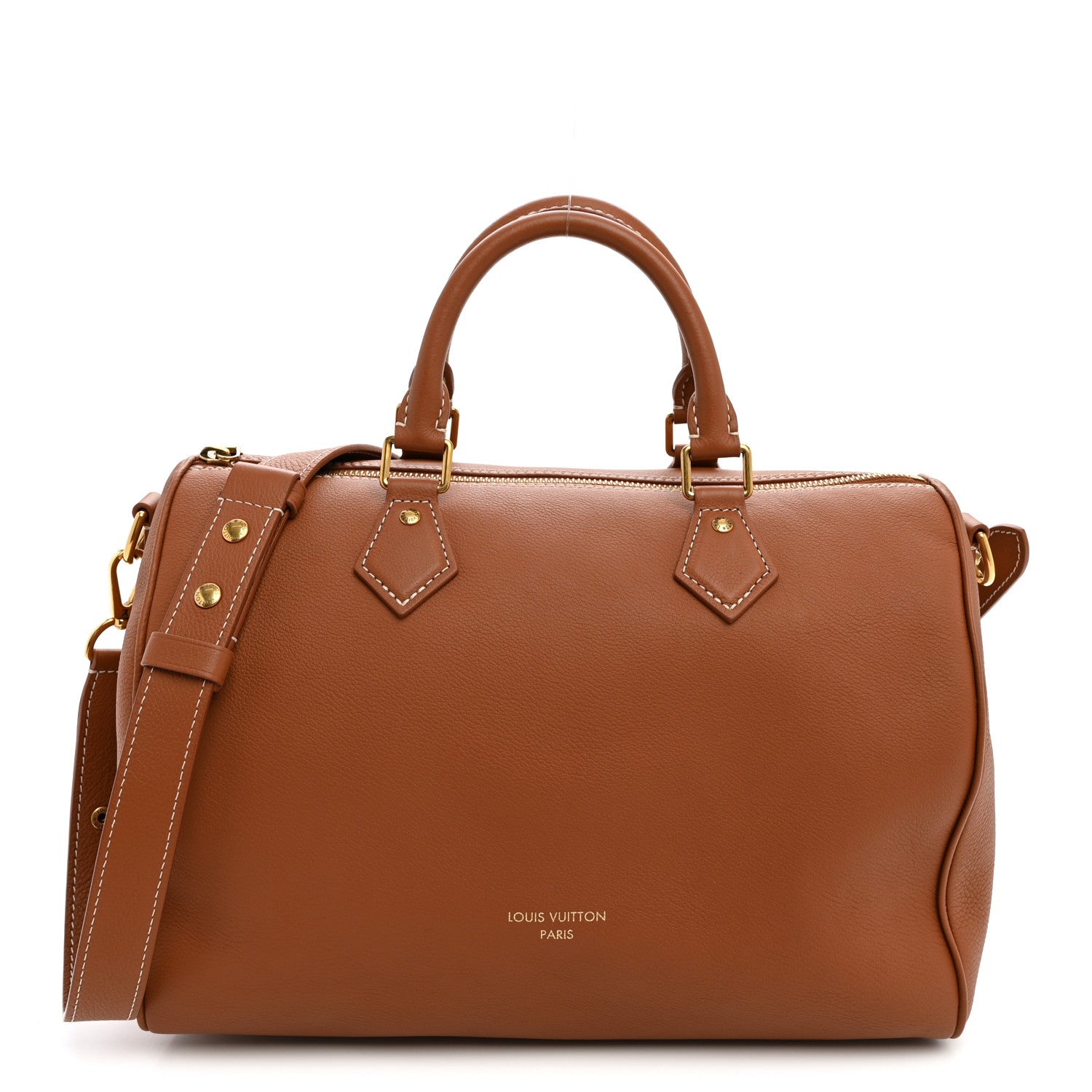 Louis Vuitton Grained Calfskin Low Key Speedy 30 Cognac 1 of 8