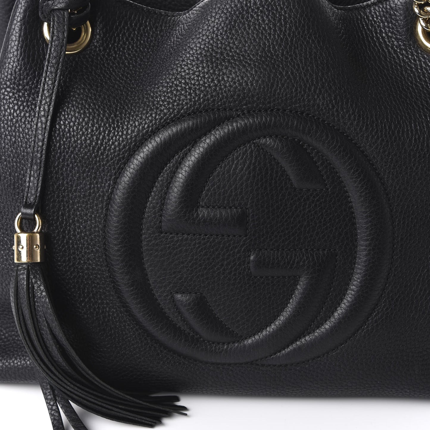 Pebbled Calfskin Medium Soho Chain Shoulder Bag Black