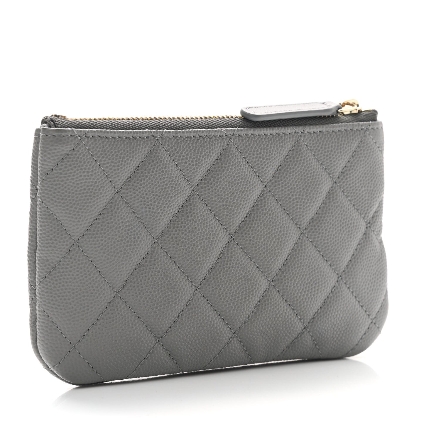 Caviar Quilted Small Cosmetic Case Grey