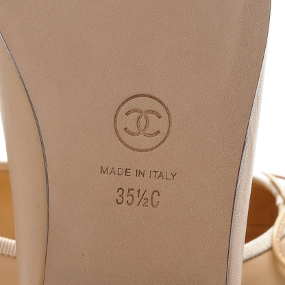 Chanel Lambskin Cap Toe Ballerina Flats 35.5 Beige Black 6 of 9
