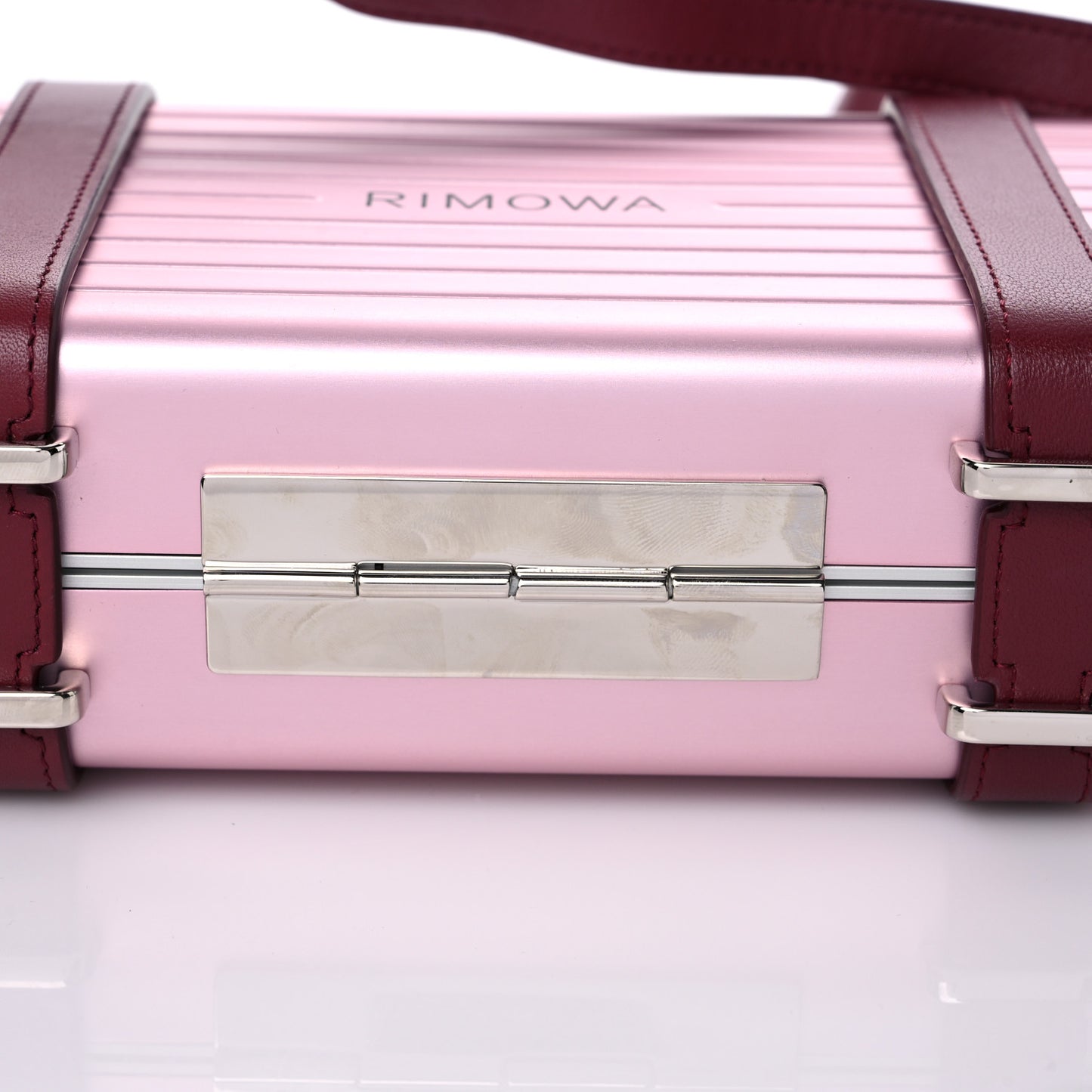 X RIMOWA Aluminum Personal Clutch On Strap Rose