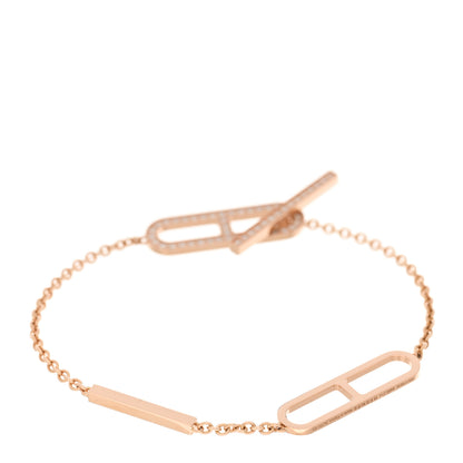 Hermes 18K Rose Gold Diamond PM Ever Chaine D'Ancre Bracelet SH 2 of 4