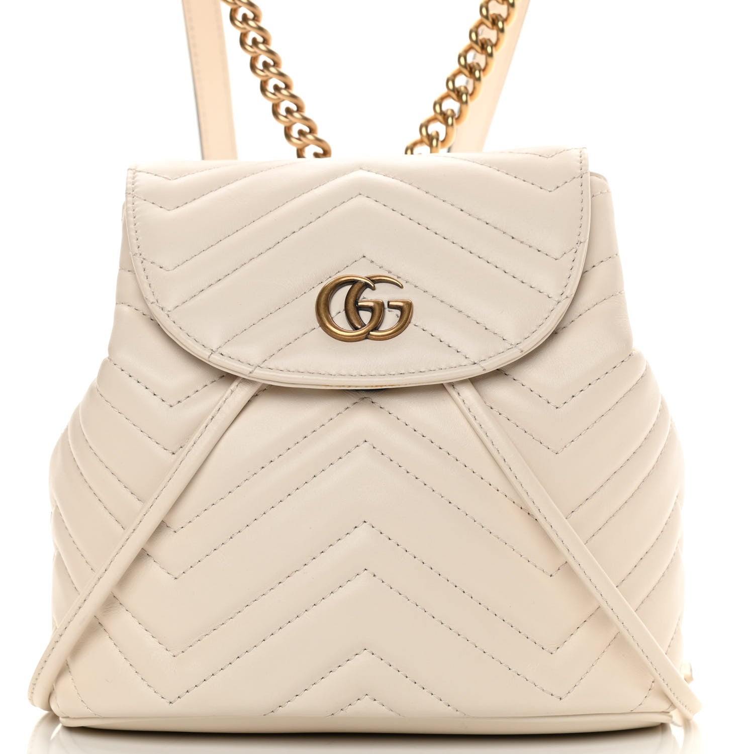 Gucci Calfskin Matelasse GG Marmont Flap Backpack White 8 of 11