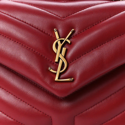 Saint Laurent Calfskin Y Quilted Monogram Small Loulou Chain Satchel Red 9 of 12