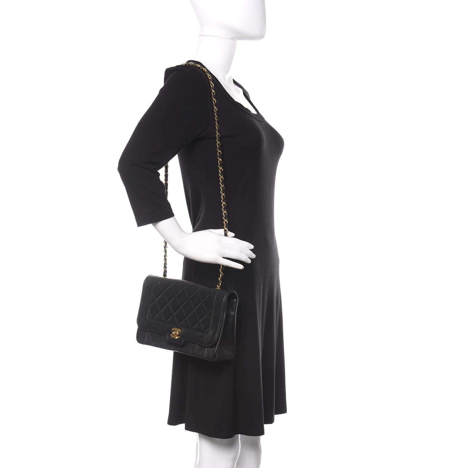 Chanel Lambskin Quilted Medium Single Flap Black 2 of 10