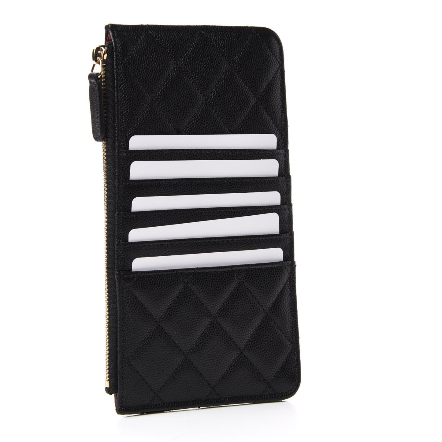 Caviar Quilted Classic Flat Wallet Pouch Black