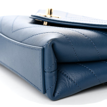 Chanel Calfskin Chevron Stitched Coco Waist Bag Blue 10 of 15