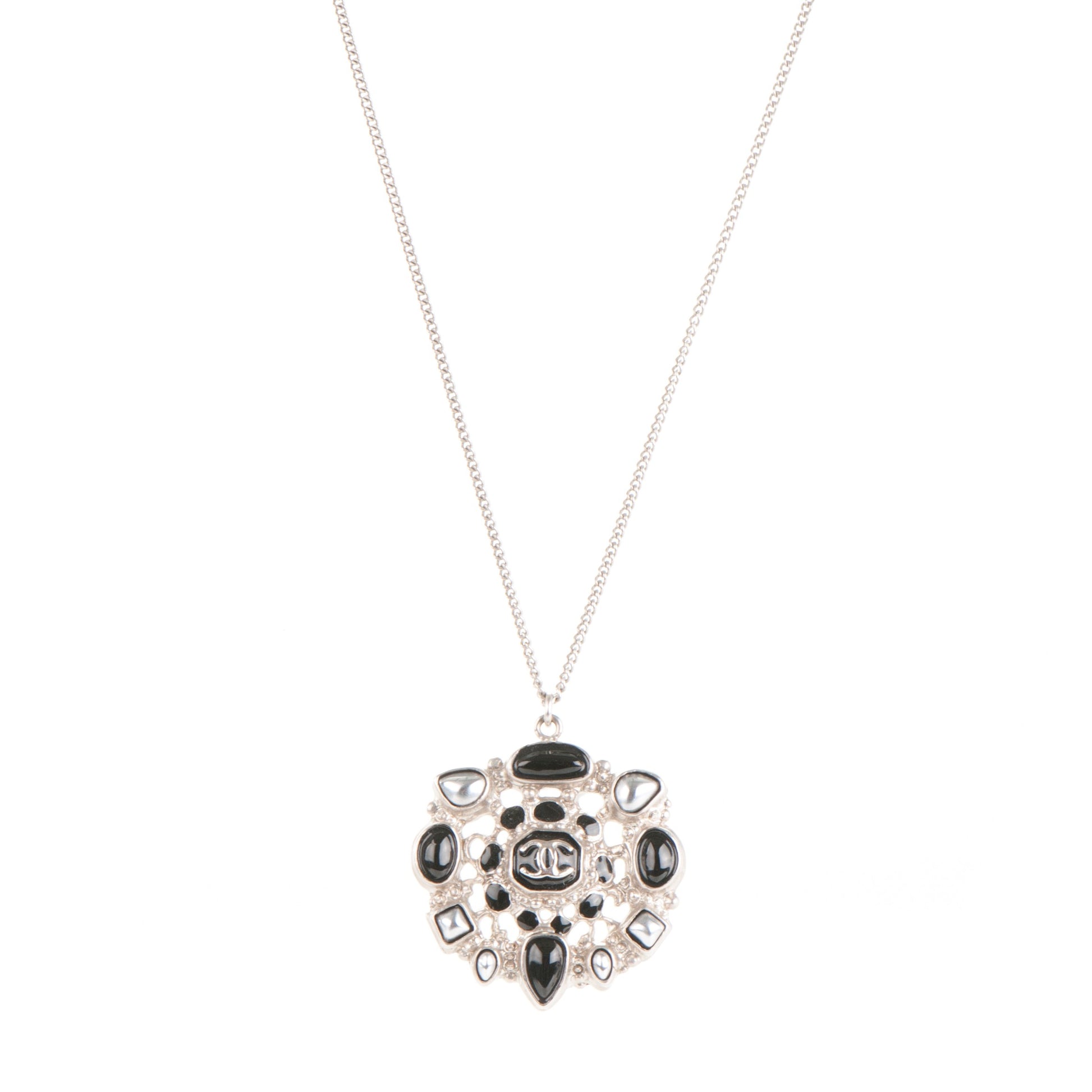 Chanel Enamel CC Pendant Necklace Black 1 of 4