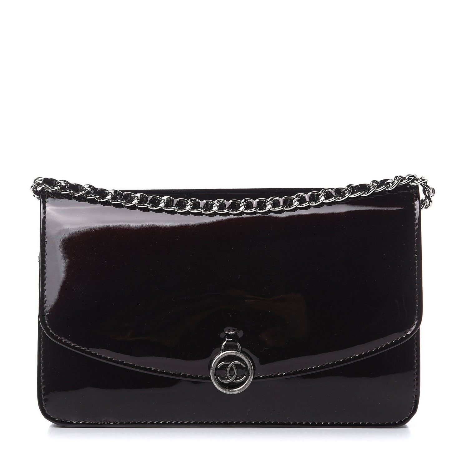 Patent Coco Cabas Wallet On Chain WOC Burgundy