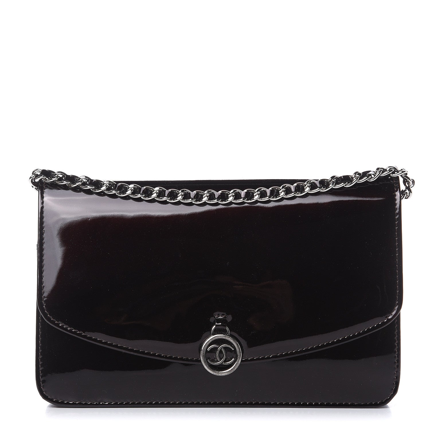 Chanel Patent Coco Cabas Wallet On Chain WOC Burgundy 1 of 11