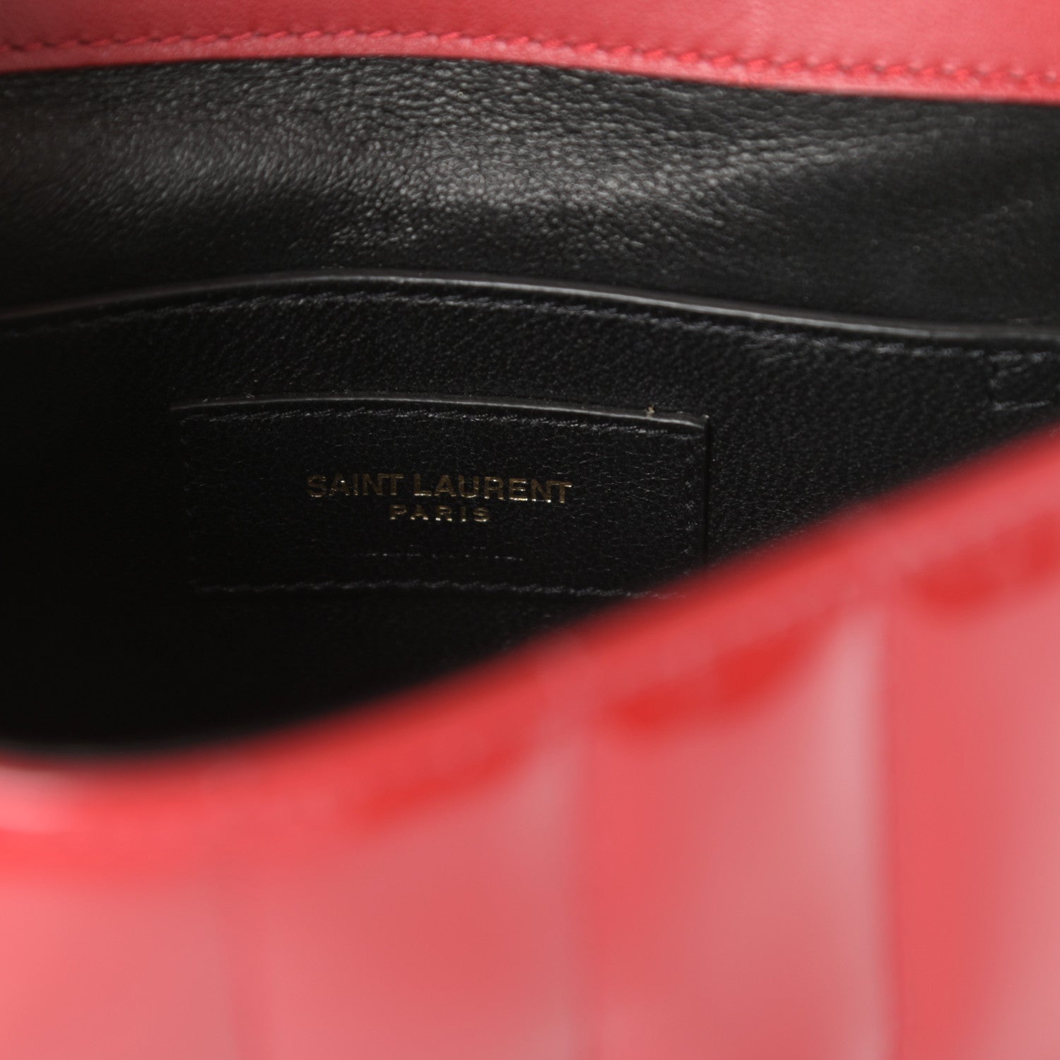 Saint Laurent Patent Matelasse Monogram Small Vicky Chain Bag Red 6 of 9