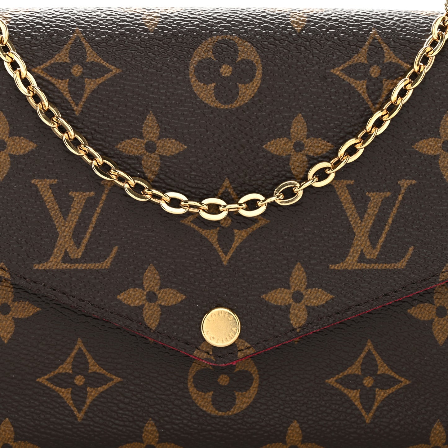 Monogram Pochette Felicie Chain Wallet Fuchsia