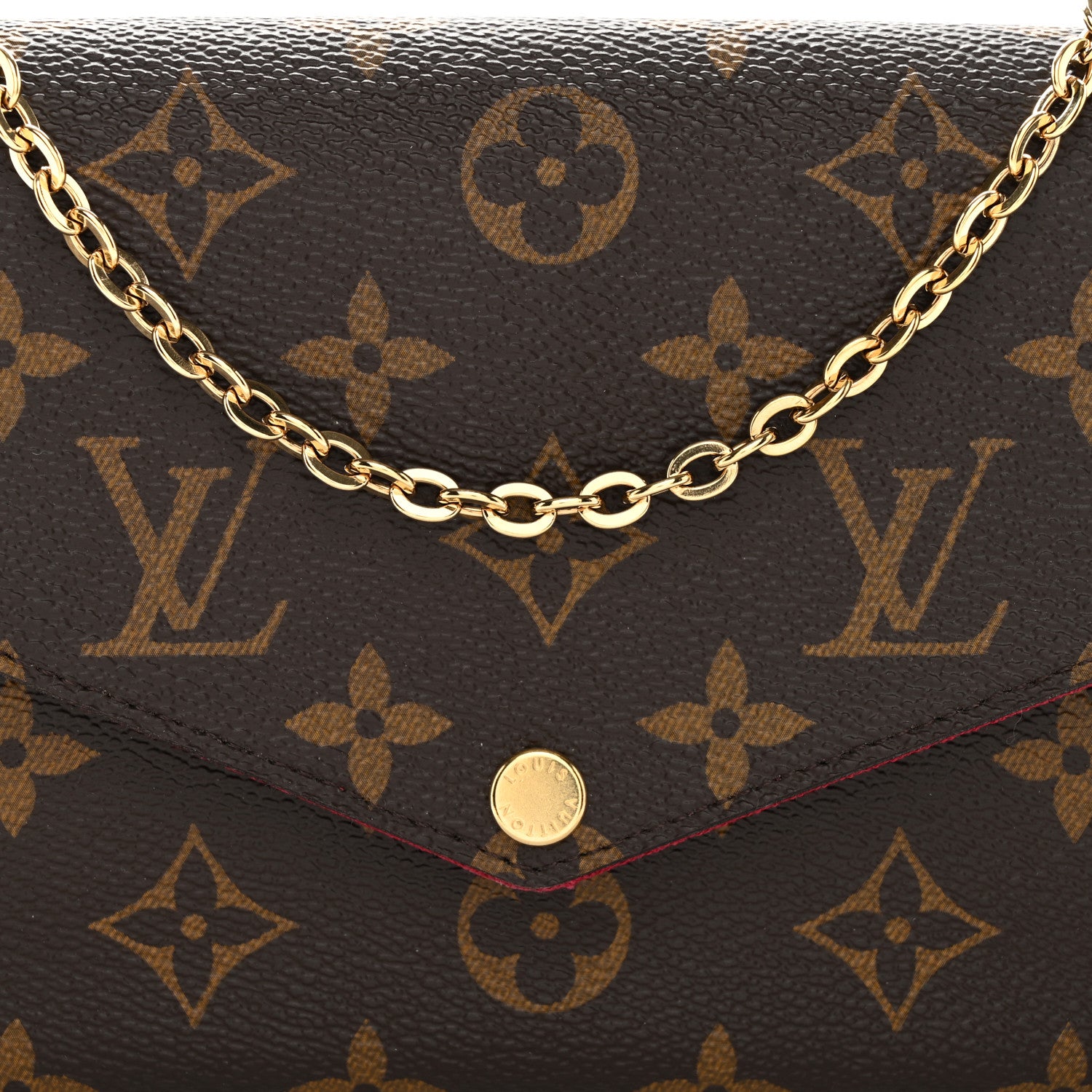 Louis Vuitton Monogram Pochette Felicie Chain Wallet Fuchsia 7 of 9