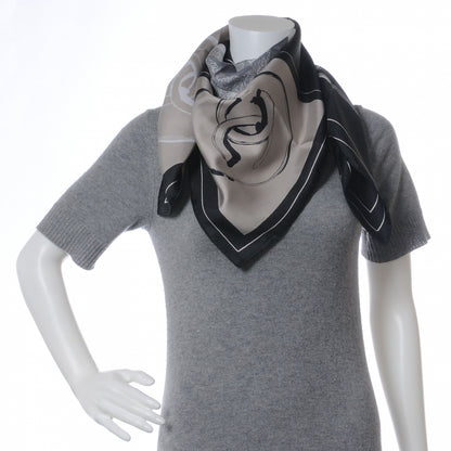 Chanel Silk Jacket Camellia CC Iconic Symbols Scarf 3 of 7