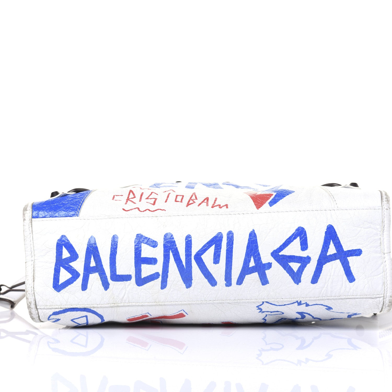 Balenciaga Agneau Graffiti All Over Classic Hardware S City White Bleu Rouge 14 of 21