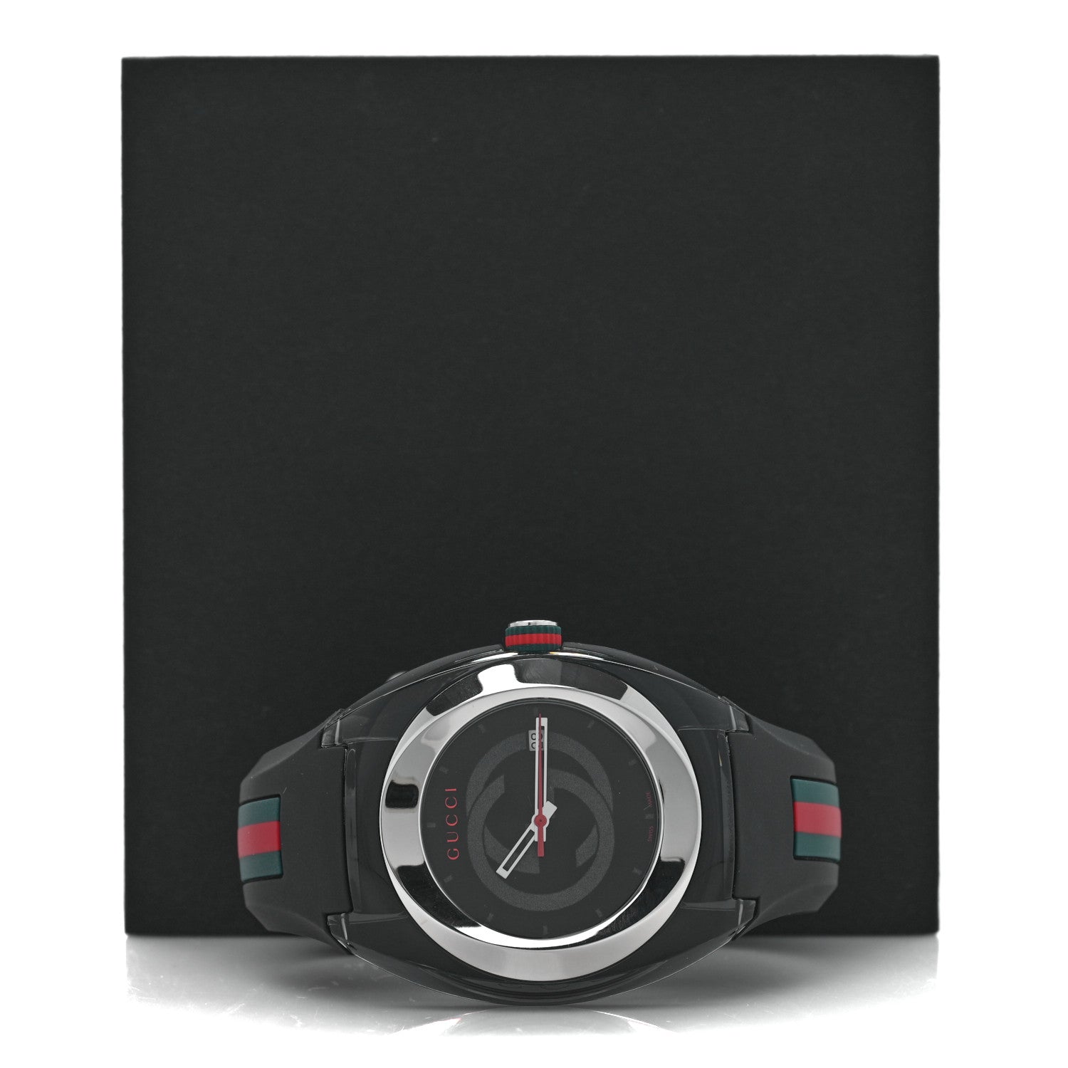 Gucci Stainless Steel Rubber 46mm Sync Web Quartz Watch Black 5 of 5
