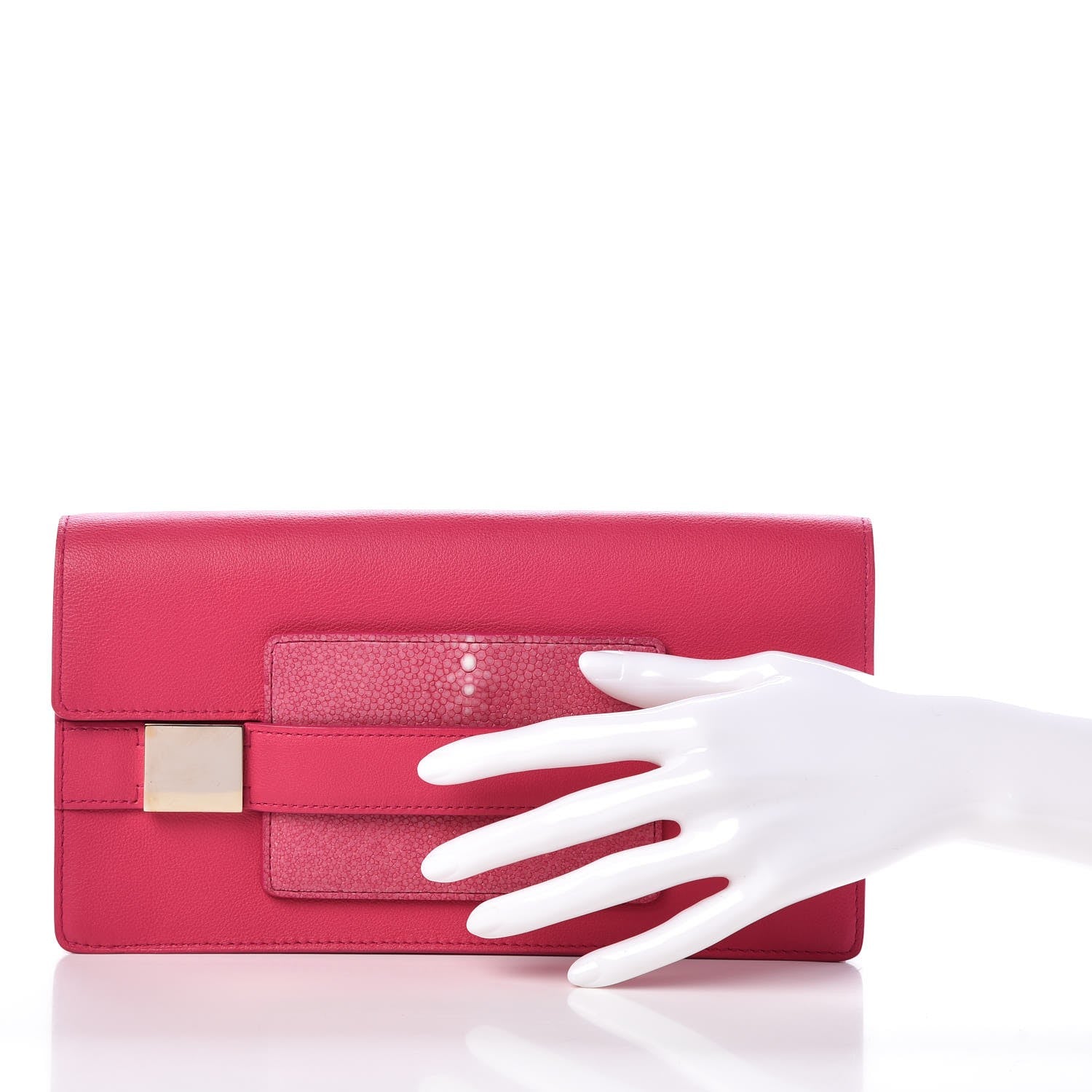 Delvaux Calfskin Galuchat Long Madame Polo Clutch Rose Indien 2 of 8